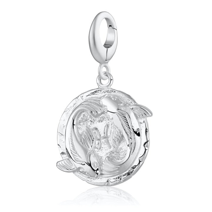 Engraved Silver Pisces Zodiac Charm CSPIC