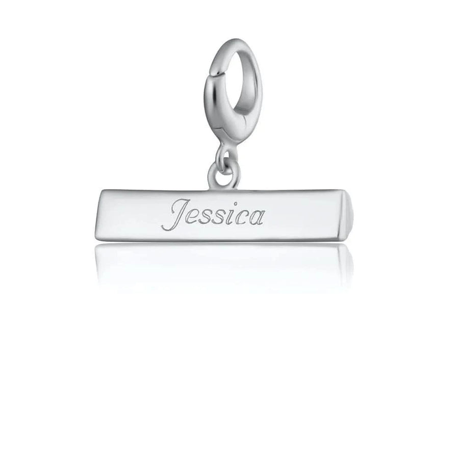 Engraved Silver T Bar Charm VCSTBAR