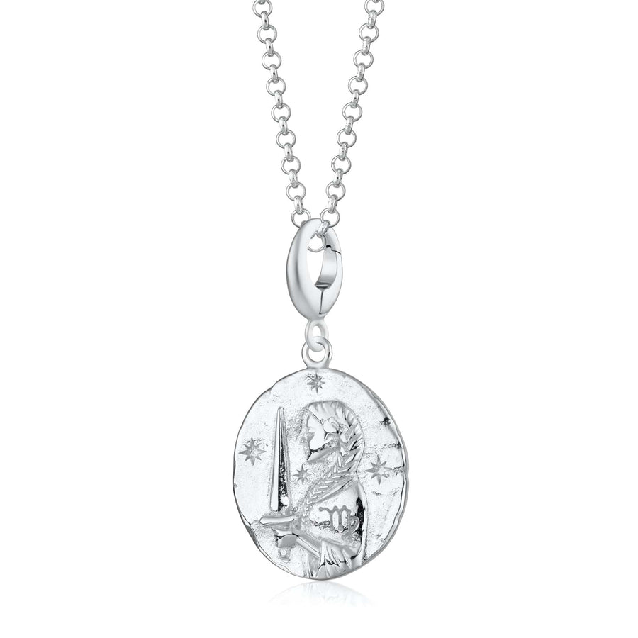 Engraved Silver Virgo Zodiac Necklace CNSVIR-1