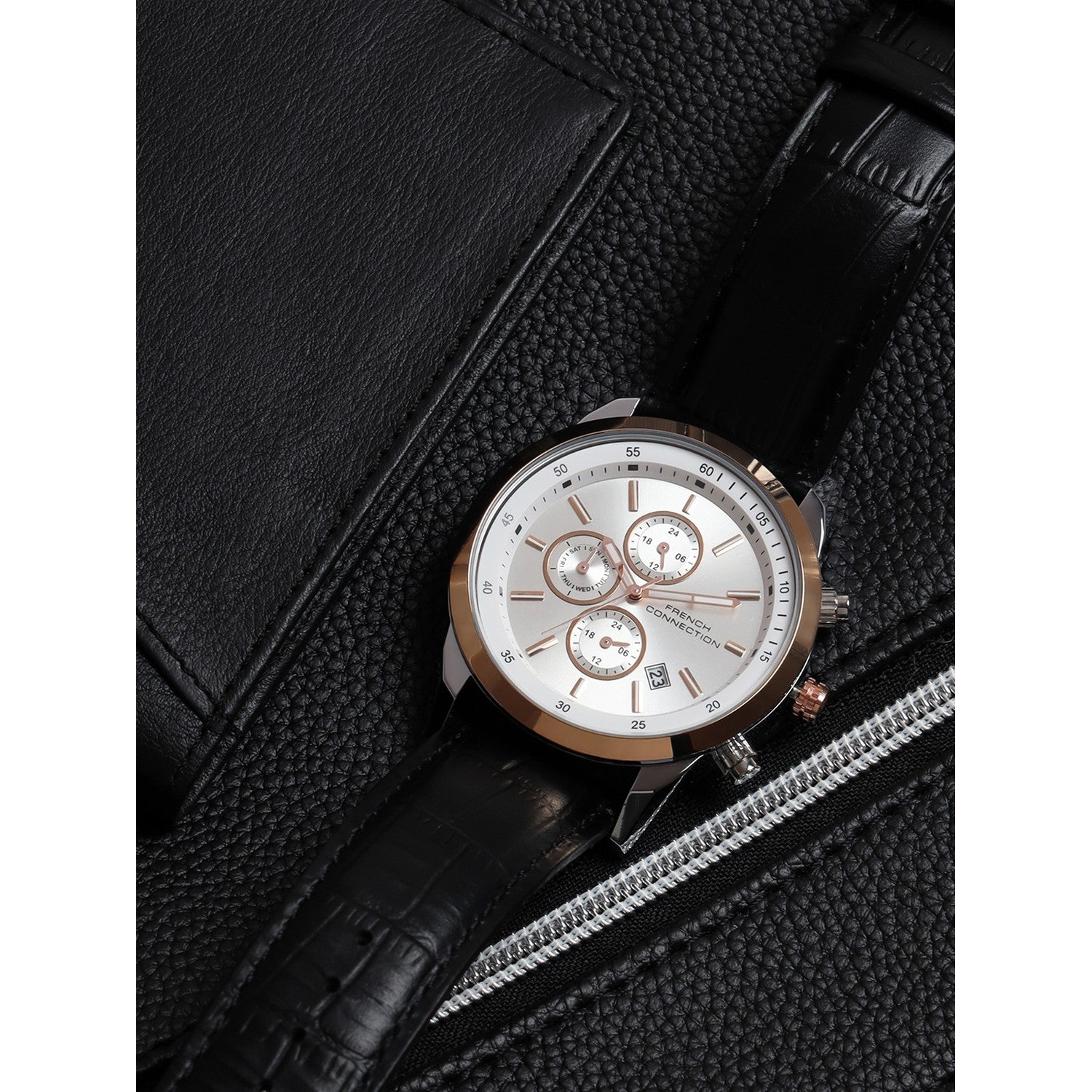 French Connection Black Strap Watch FCN093BL-R