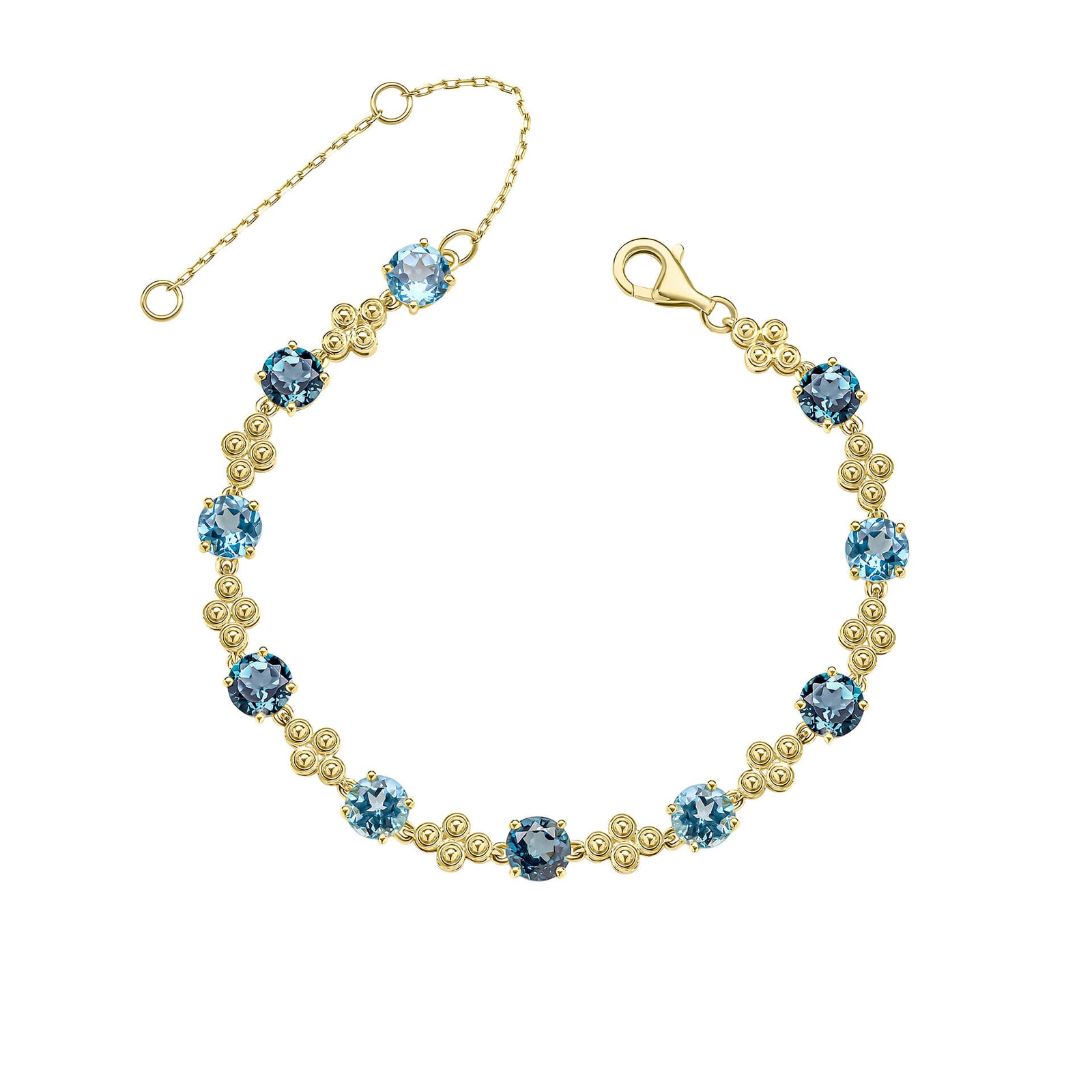 9ct Yellow Gold London Blue Topaz Swiss Blue Topaz Bracelet GB534L