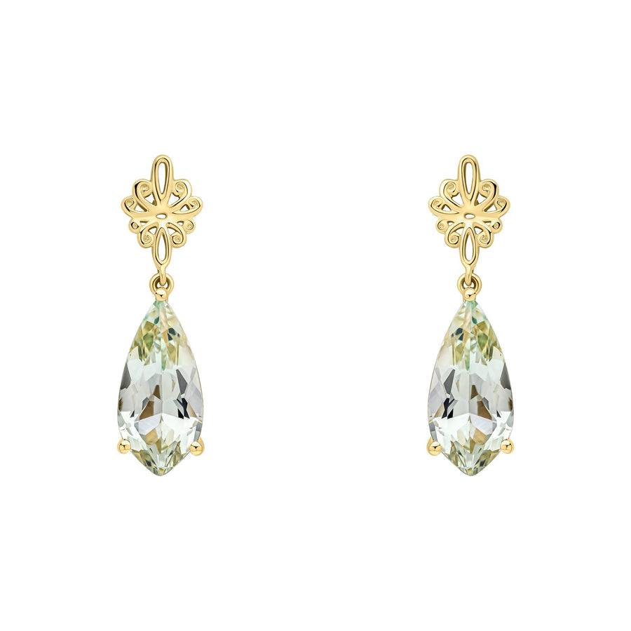 9ct Yellow Gold Green Quartz Earrings GE2515G