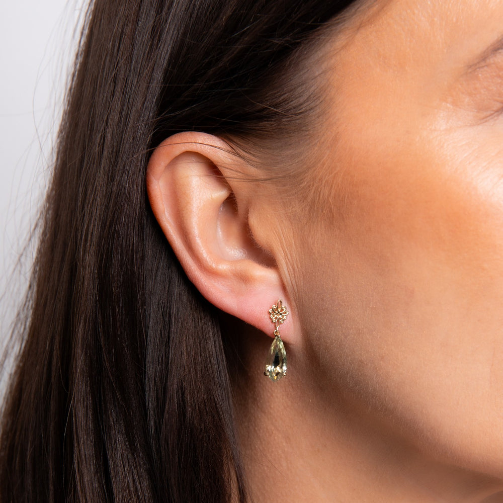 9ct Yellow Gold Green Quartz Earrings GE2515G