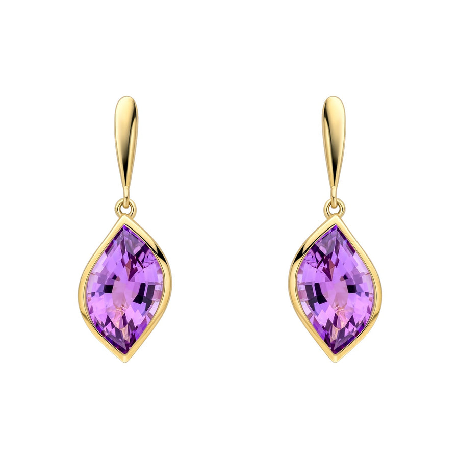 9ct Yellow Gold Amethyst Earrings GE2516M