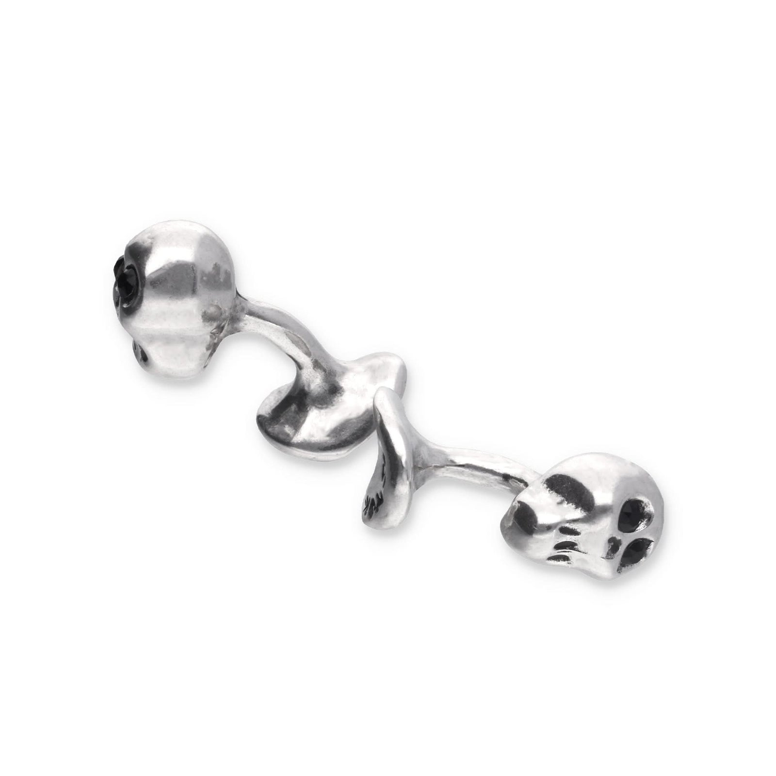 Metal Alloy Sterling Silver Plated Black Crystal Skull Detail Cufflinks GEM0126NGRMTL