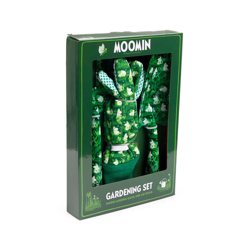 Moomin Garden Life 3 Piece Trowel, Fork & Gloves Gardening Gift Set GLOV03