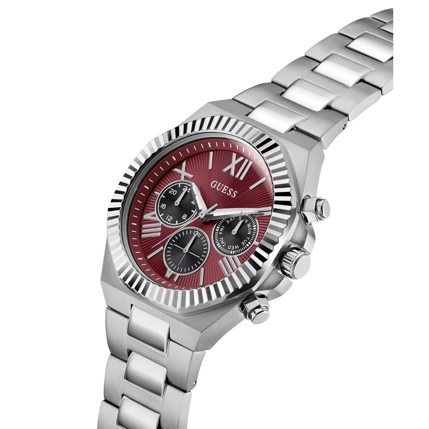 Guess Men’s Equity Red Dial Bracelet Watch GW0703G7