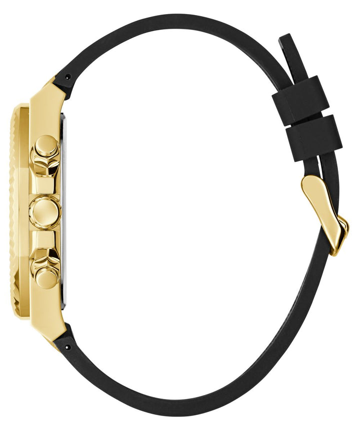 Guess Equity Men’s 44mm Black Gold Multifunction Silicone Watch GW0791G3