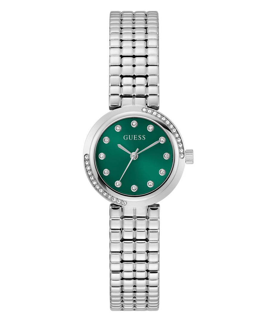 Guess Clara Women’s 28mm Silver Tone Green Dial Bracelet Watch GW0930L1