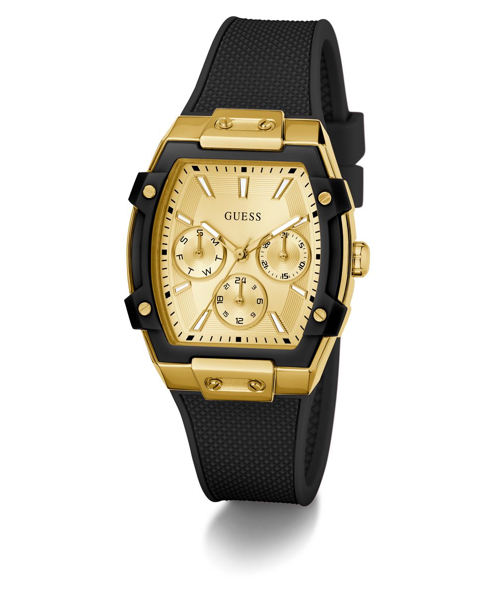 Guess Women’s 35×42mm Gold Tone & Black Multifunction Silicone Watch GW0945L2