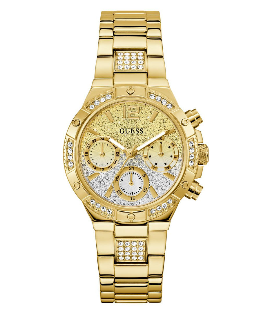 Guess Harlow Women’s 38mm Gold Tone Ombre Glitter Multifunction Watch GW0950L2