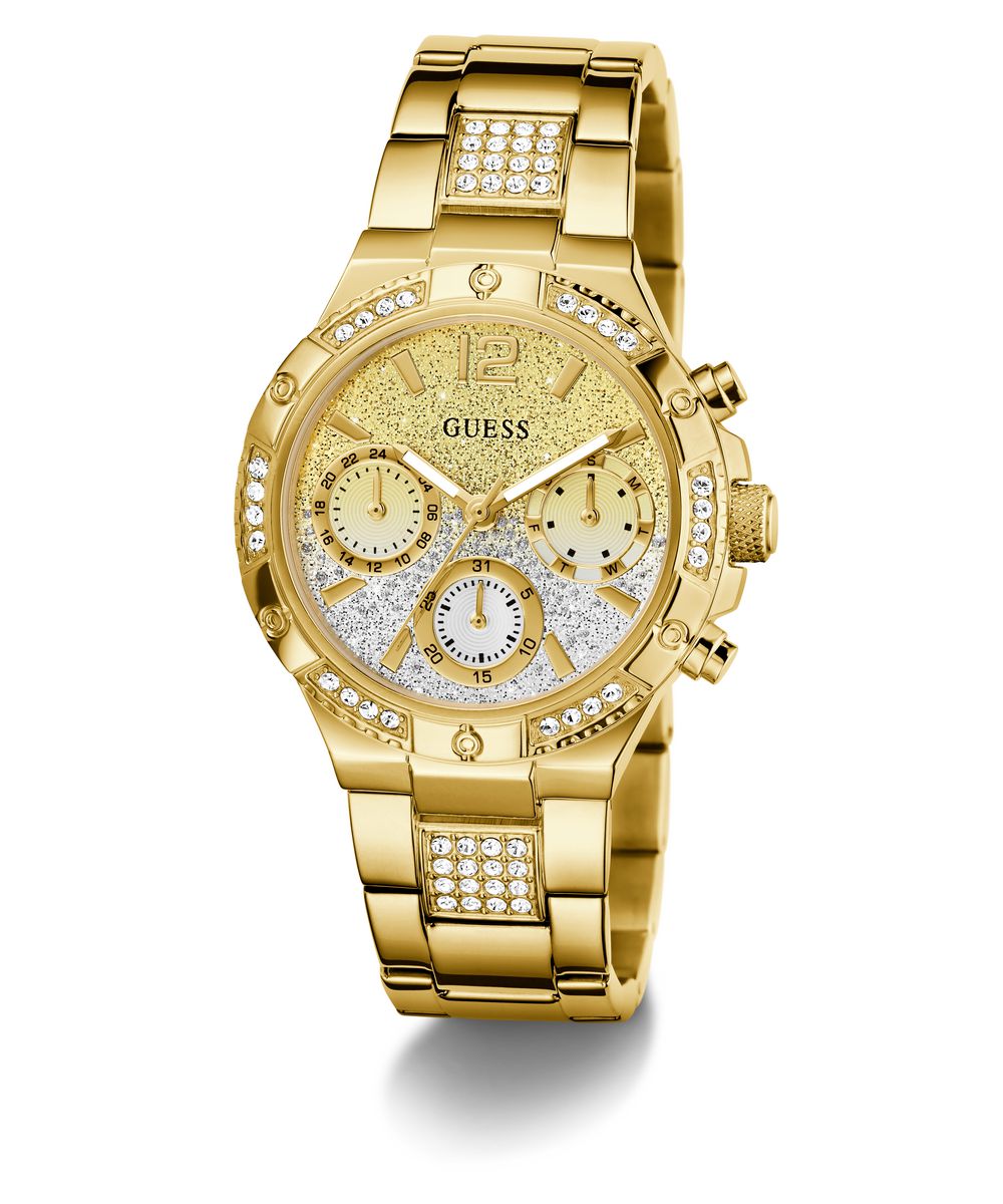 Guess Harlow Women’s 38mm Gold Tone Ombre Glitter Multifunction Watch GW0950L2