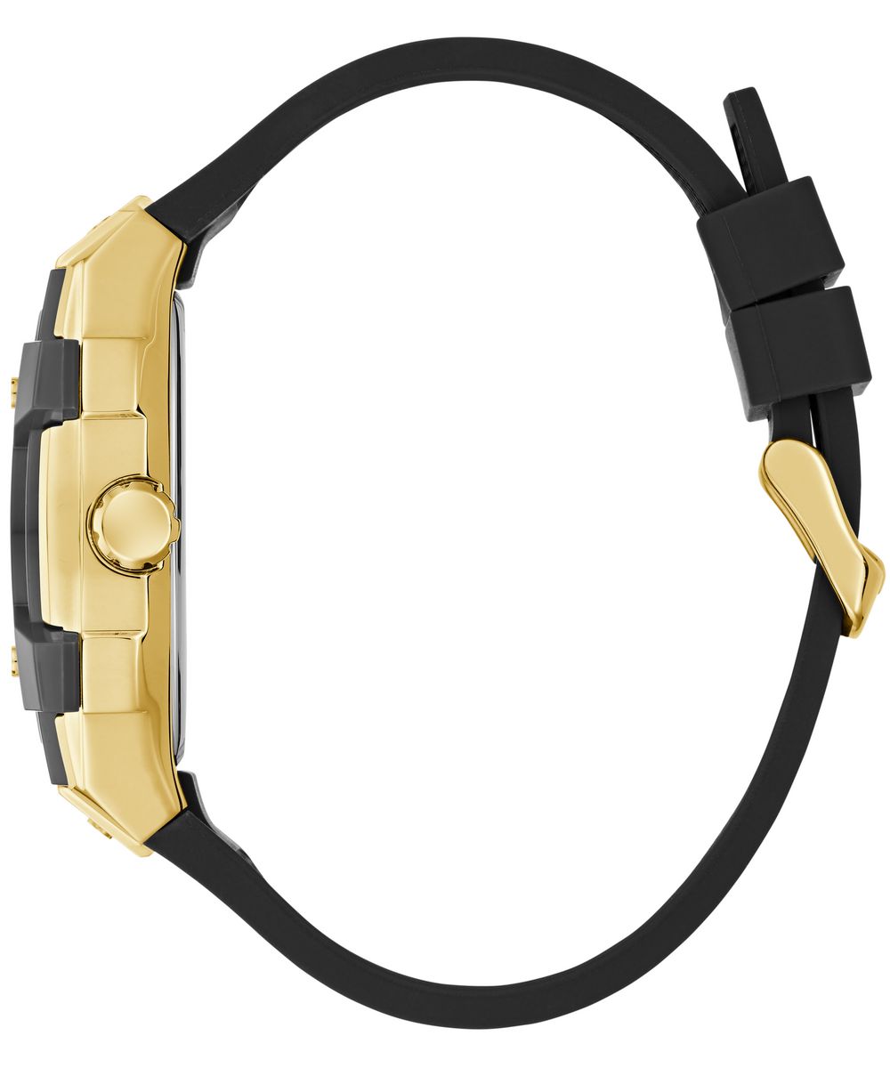 Guess Phoenix Men’s 51×44mm Gold Tone Black Multifunction Silicone Watch GW0956G2