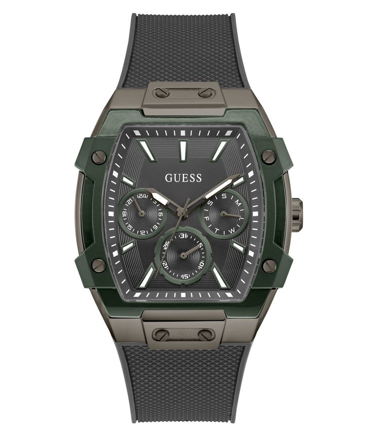 Guess Phoenix Men’s 51×44mm Gunmetal & Green Multifunction Silicone Watch GW0956G3