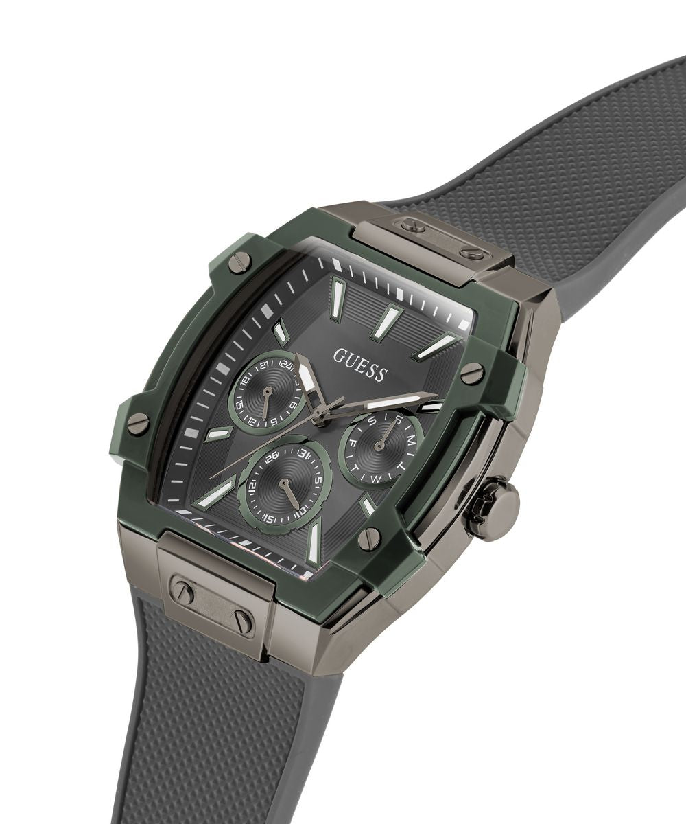 Guess Phoenix Men’s 51×44mm Gunmetal & Green Multifunction Silicone Watch GW0956G3