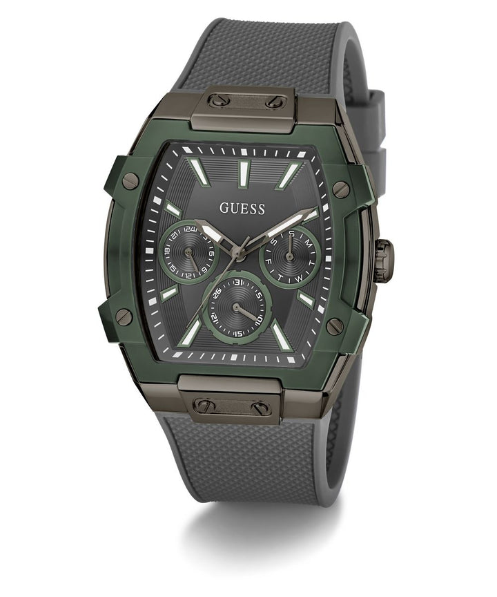 Guess Phoenix Men’s 51×44mm Gunmetal & Green Multifunction Silicone Watch GW0956G3