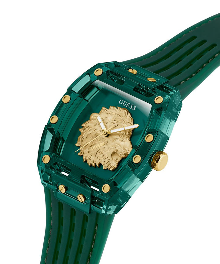 Guess Phoenix Men’s Green Transparent Rectangular Silicone Watch GW0959G2