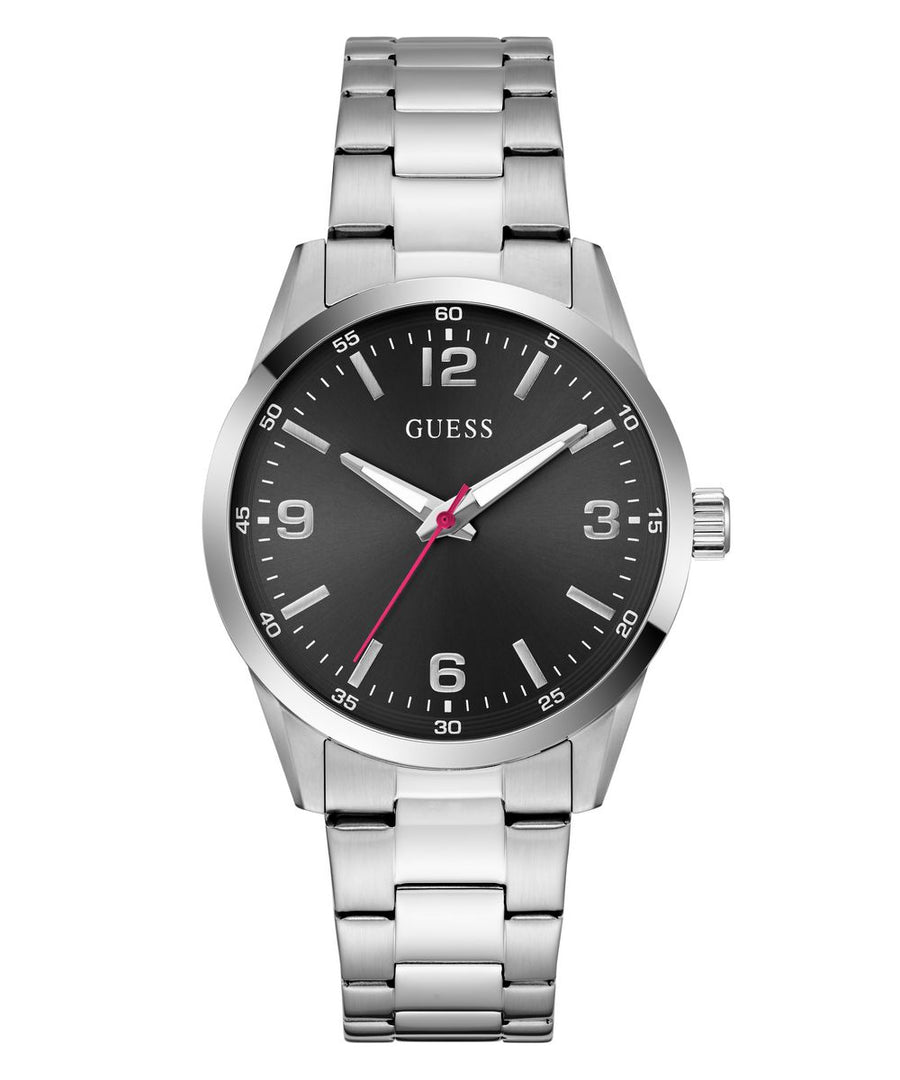 Guess Easton Men’s 40mm Silver Tone Black Dial Bracelet Watch GW0965G1