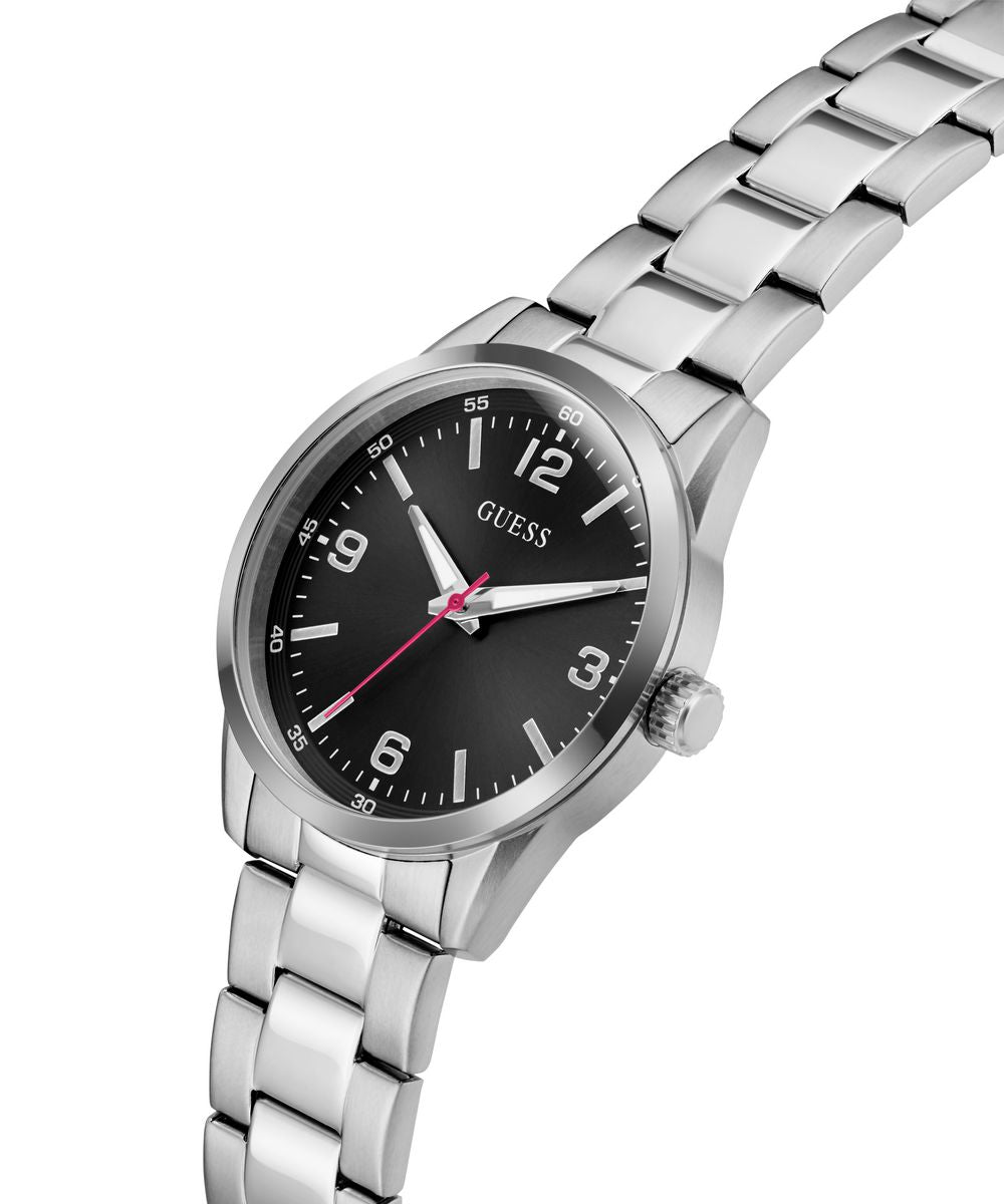 Guess Easton Men’s 40mm Silver Tone Black Dial Bracelet Watch GW0965G1