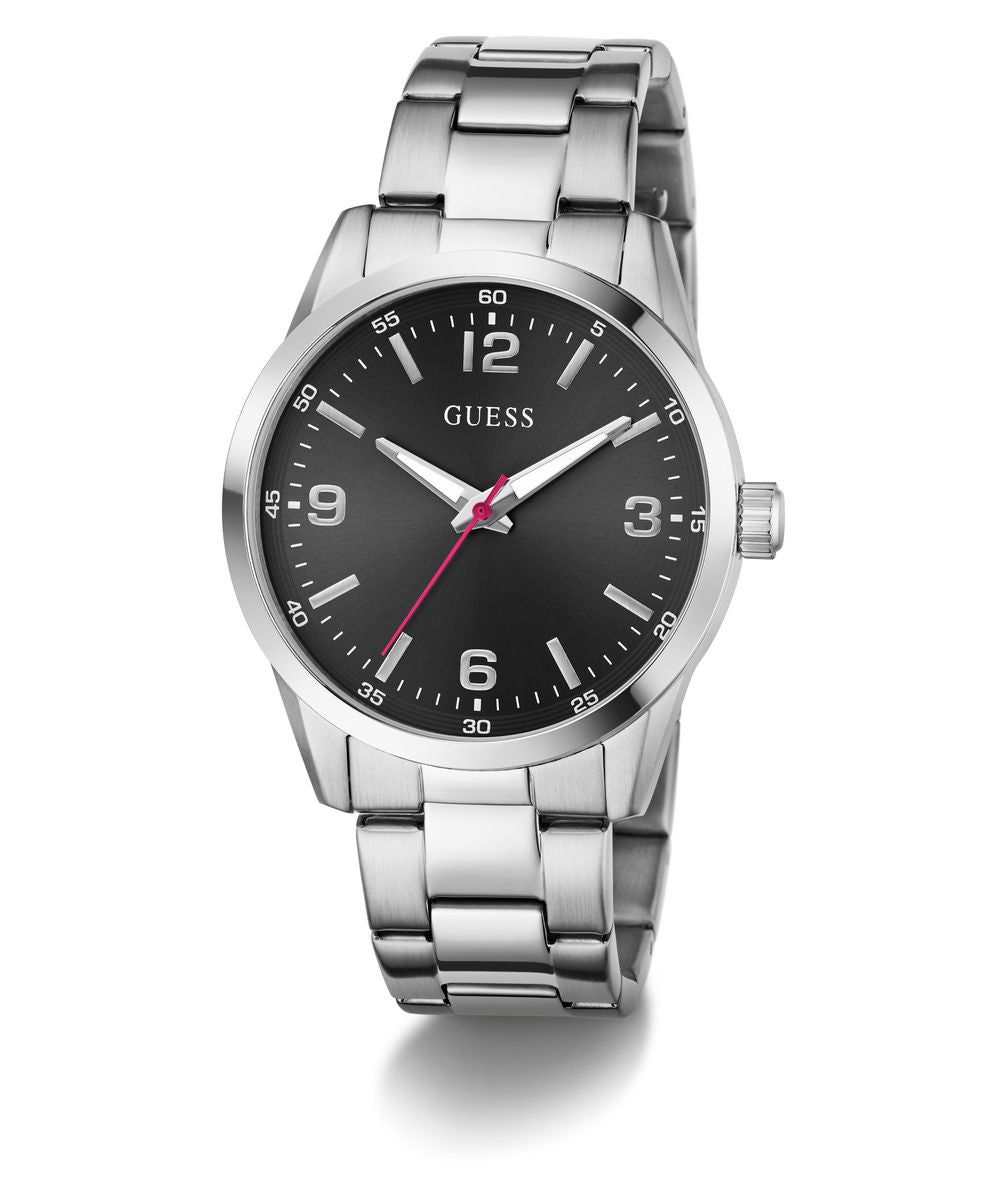 Guess Easton Men’s 40mm Silver Tone Black Dial Bracelet Watch GW0965G1