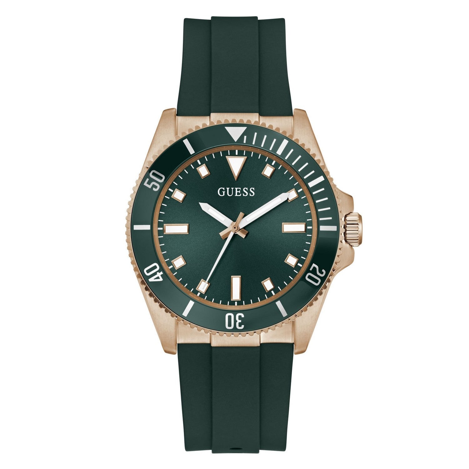 Guess Men’s Cliff Green Dial Green Silicone Strap Watch GW0969G5