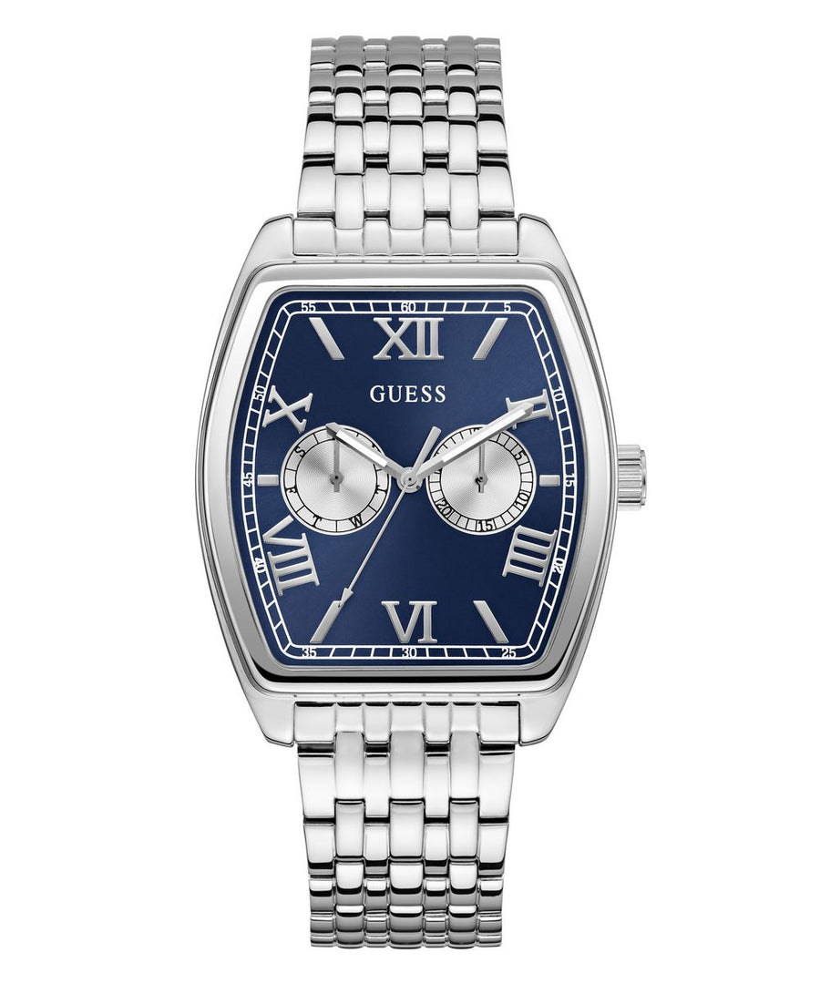 Guess Gabriel Men’s Rectangular Silver Tone Blue Dial Multifunction Watch GW0975G1