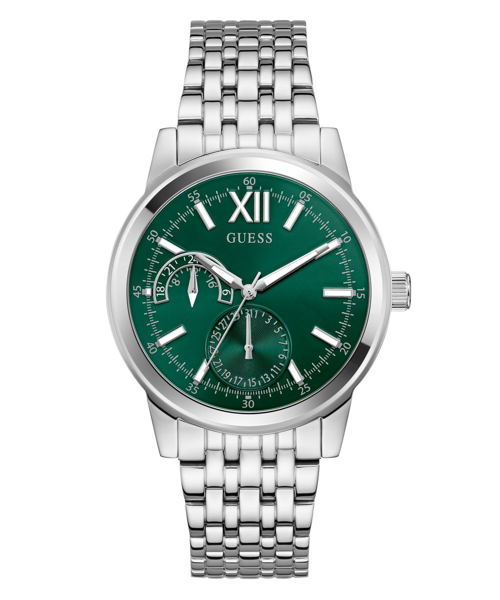 Guess Emerson Men’s 42mm Silver Tone Green Dial Bracelet Watch GW0976G5