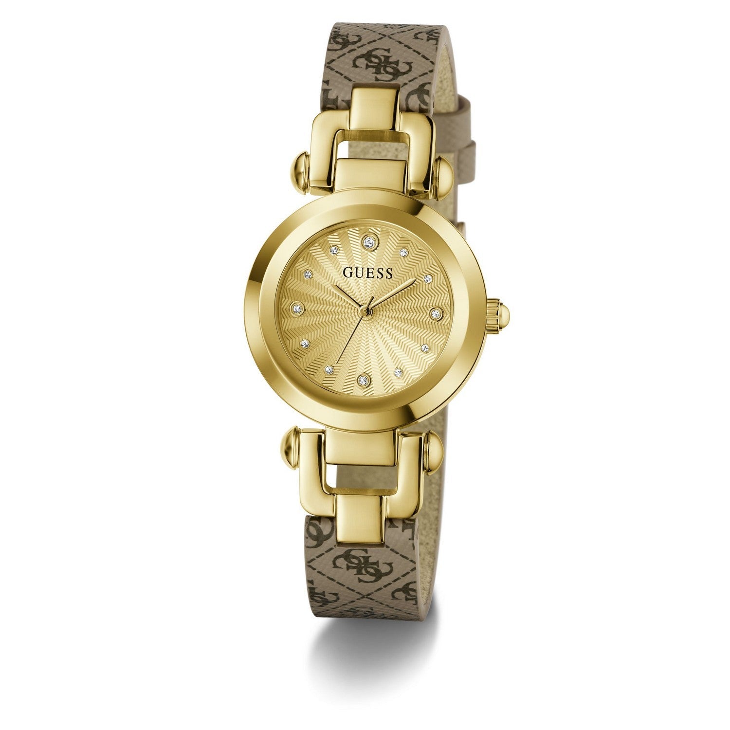 Guess Men’s Ginger Champagne Dial Beige Leather Strap Watch GW1021L2