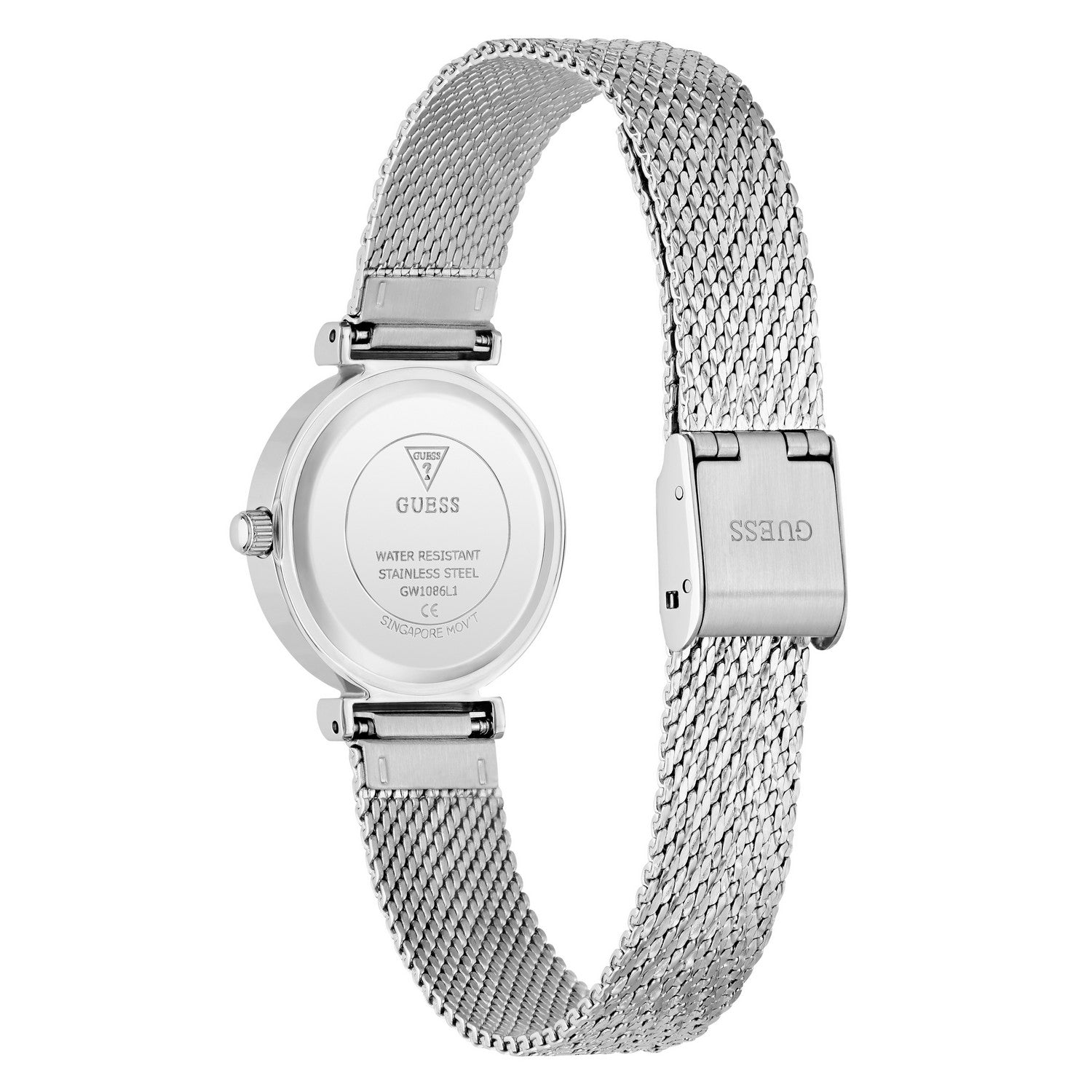 Guess Womens Louisa Silver-Tone Sunray Dial Silver-Tone Mesh Bracelet Watch GW1086L1