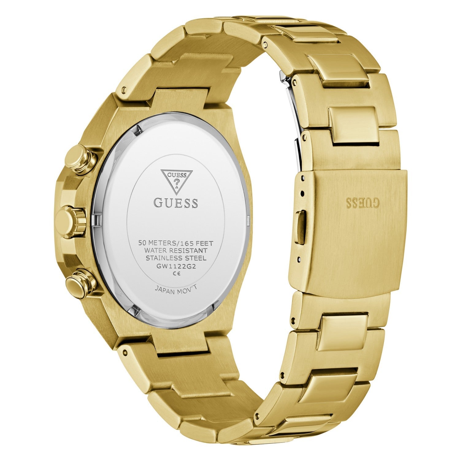 Guess Mens Blake Black Sunray Dial Gold-Tone Stainless Steel Bracelet Watch GW1122G2