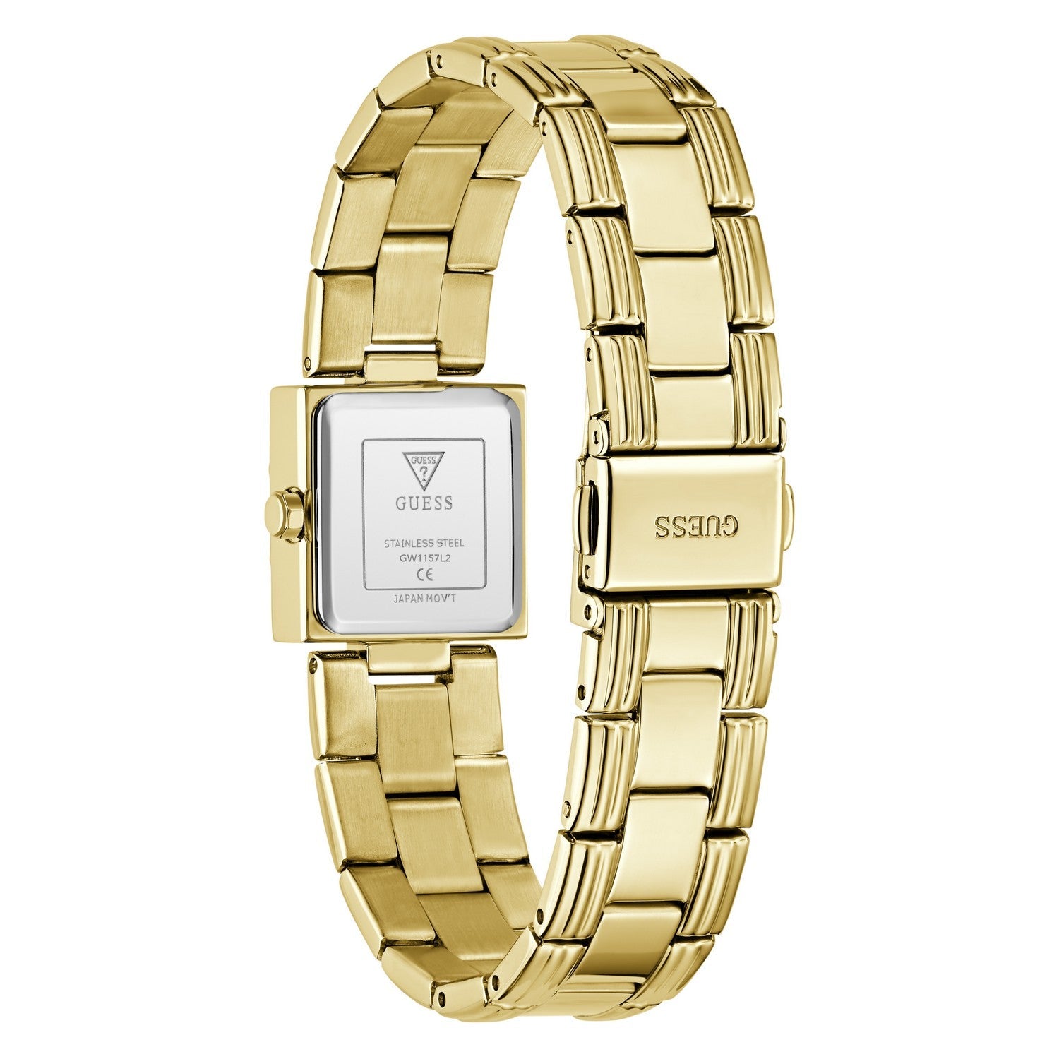 Guess Womens Taylor White Sunray Dial Gold-Tone Stainless Steel Bracelet Watch GW1157L2
