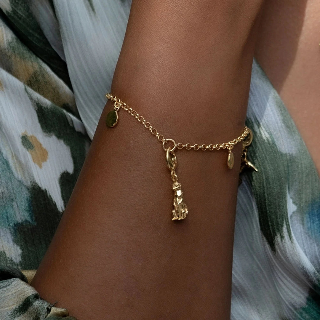 Gold Plated 3 Station Charm Bracelet CBRG3STN