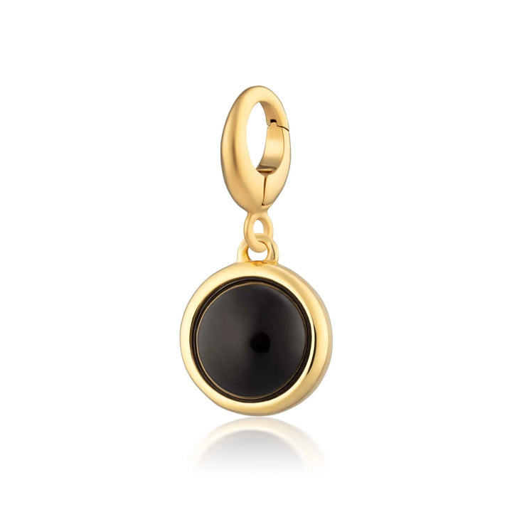 Gold Plated Black Onyx Healing Protection Stone Charm CGHSBO