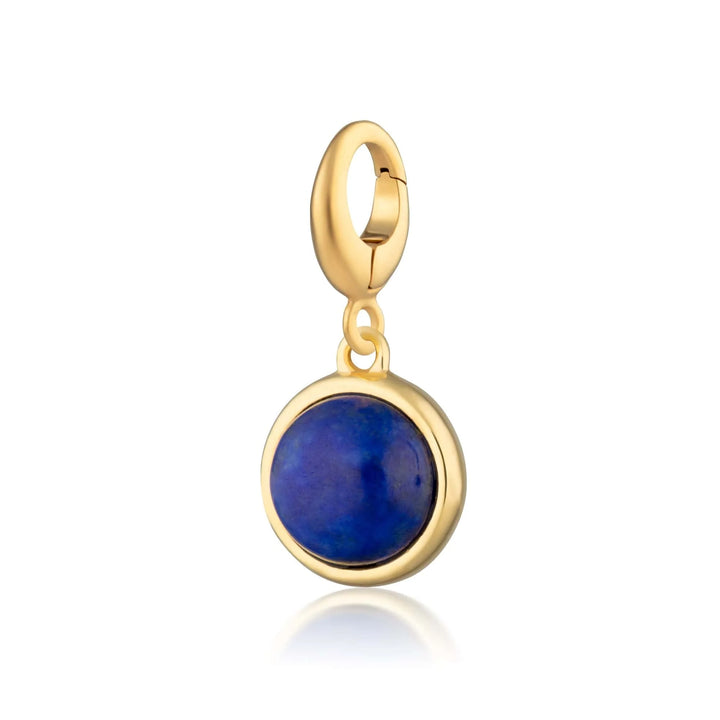 Gold Plated Blue Lapis Healing Wisdom Stone Charm CGHSBL