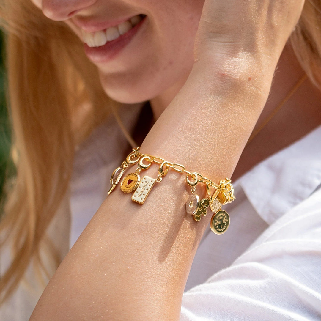 Gold Plated Bourbon Biscuit Charm CGBON