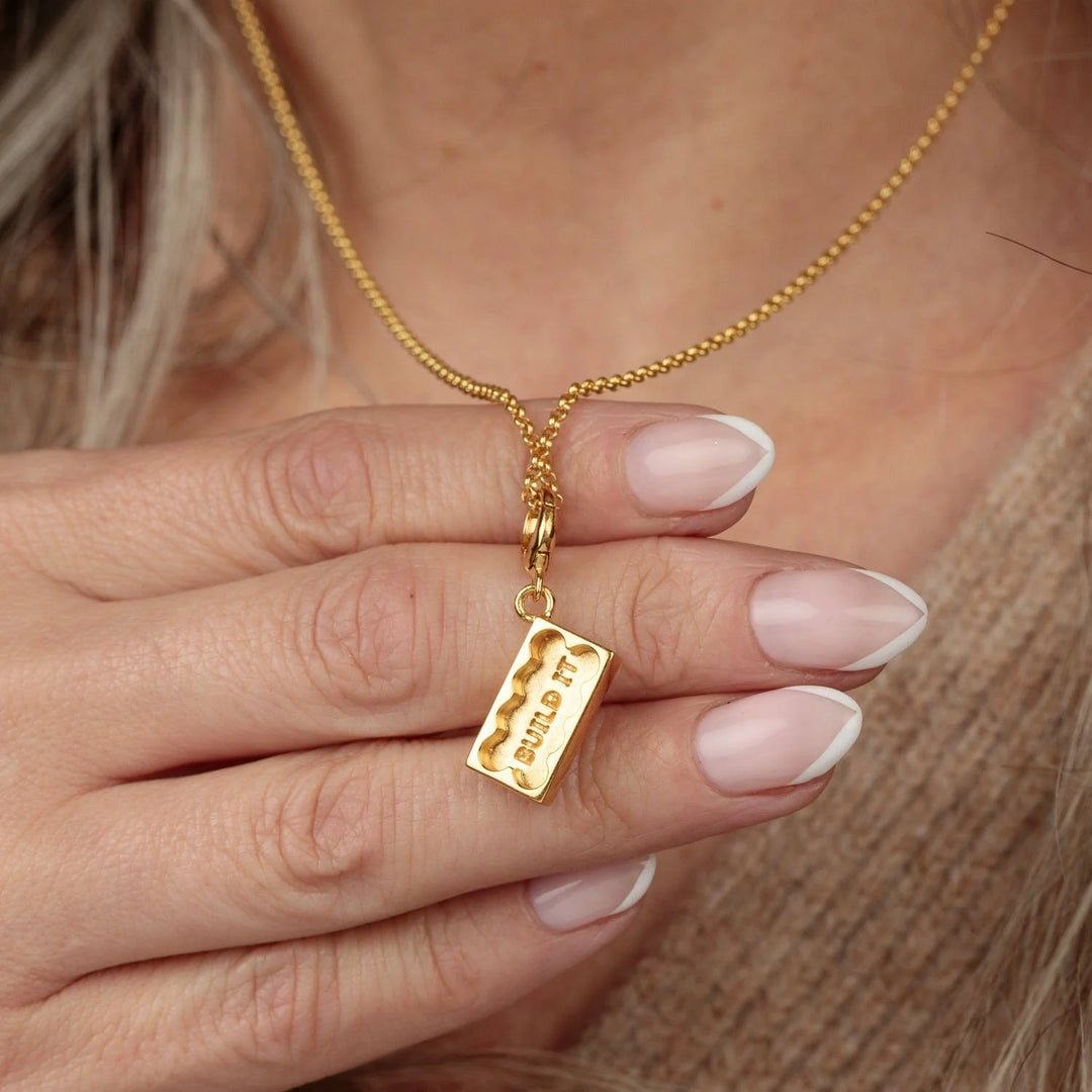 Gold Plated Building Block Charm CGBB