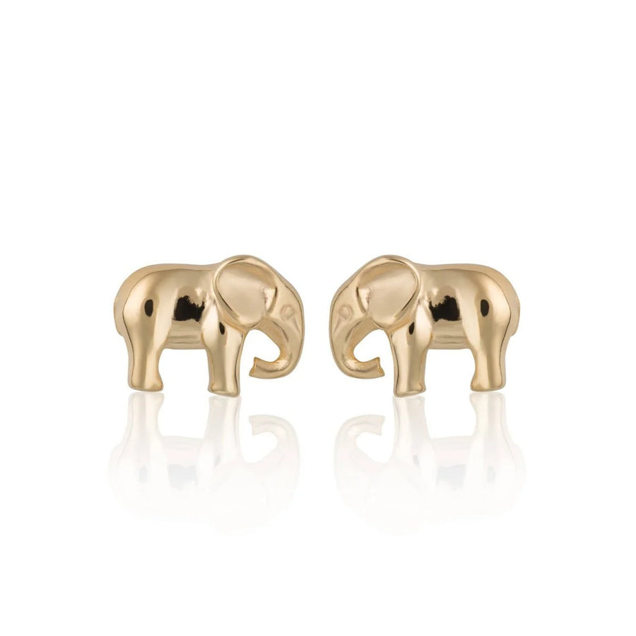 Gold Plated Elephant Stud Earrings SEGEL