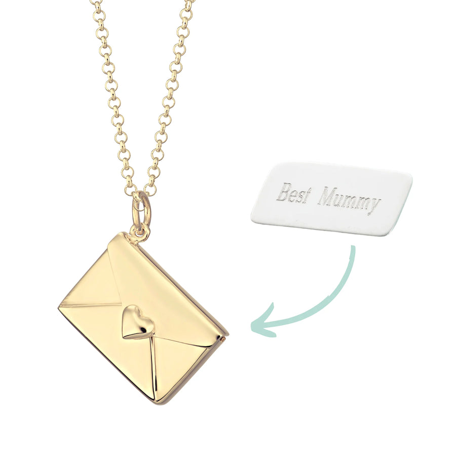 Gold Plated Envelope Necklace with Engraved Insert VCNGEV-1