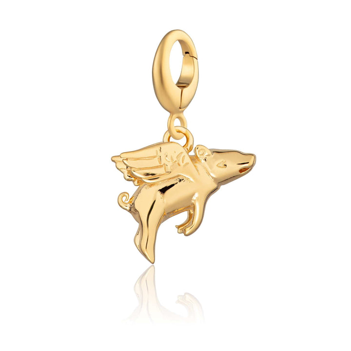 Gold Plated Flying Pig Charm CGFP