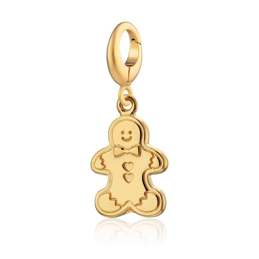 Gold Plated Gingerbread Man Biscuit Charm CGGB