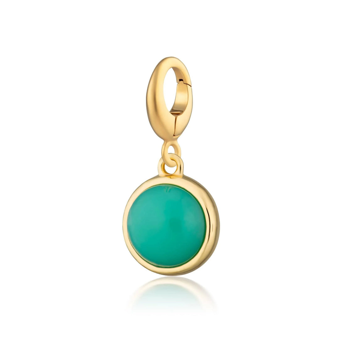 Gold Plated Green Chrysoprase Healing Happiness Stone Charm CGHSCY