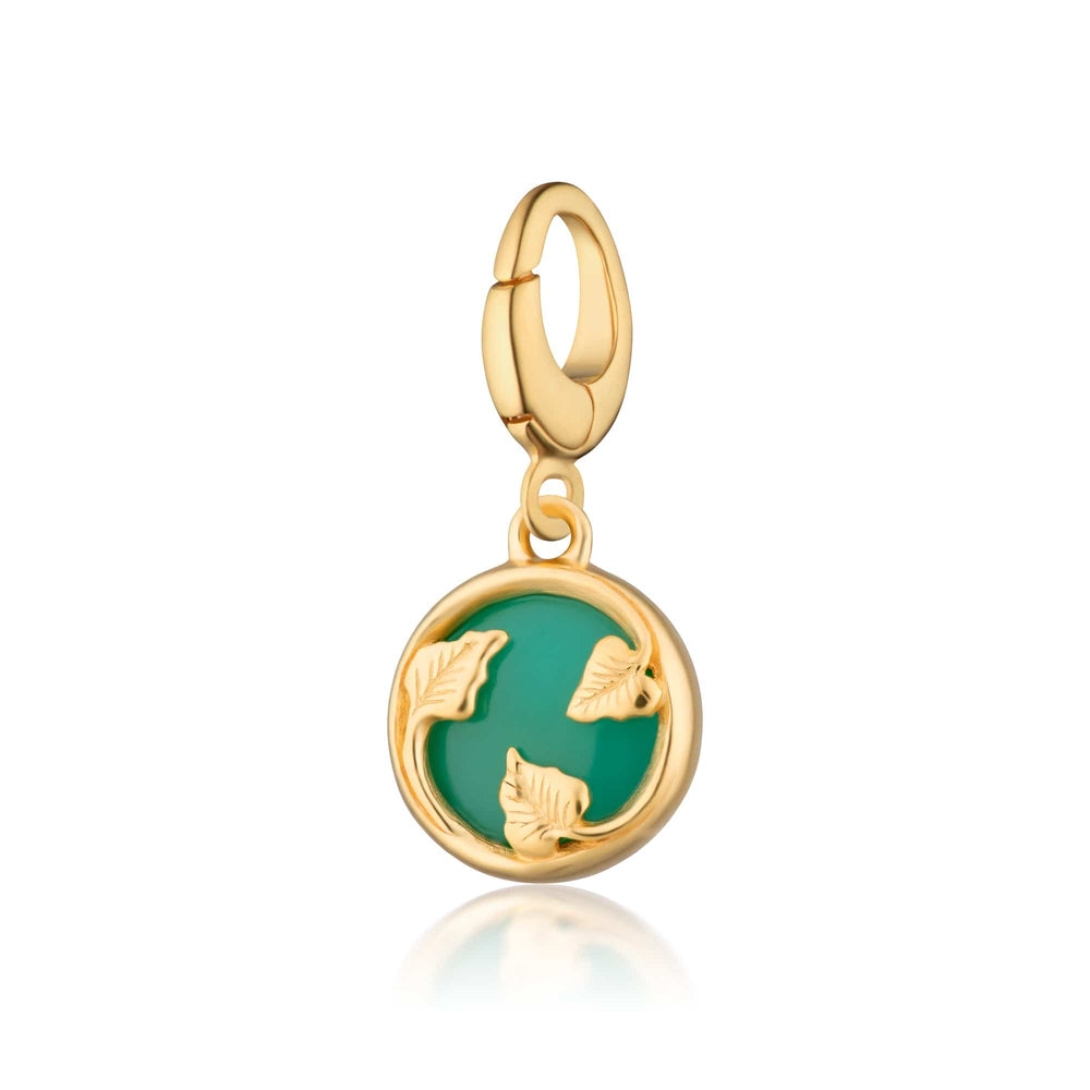 Gold Plated Green Chrysoprase Healing Happiness Stone Charm CGHSCY