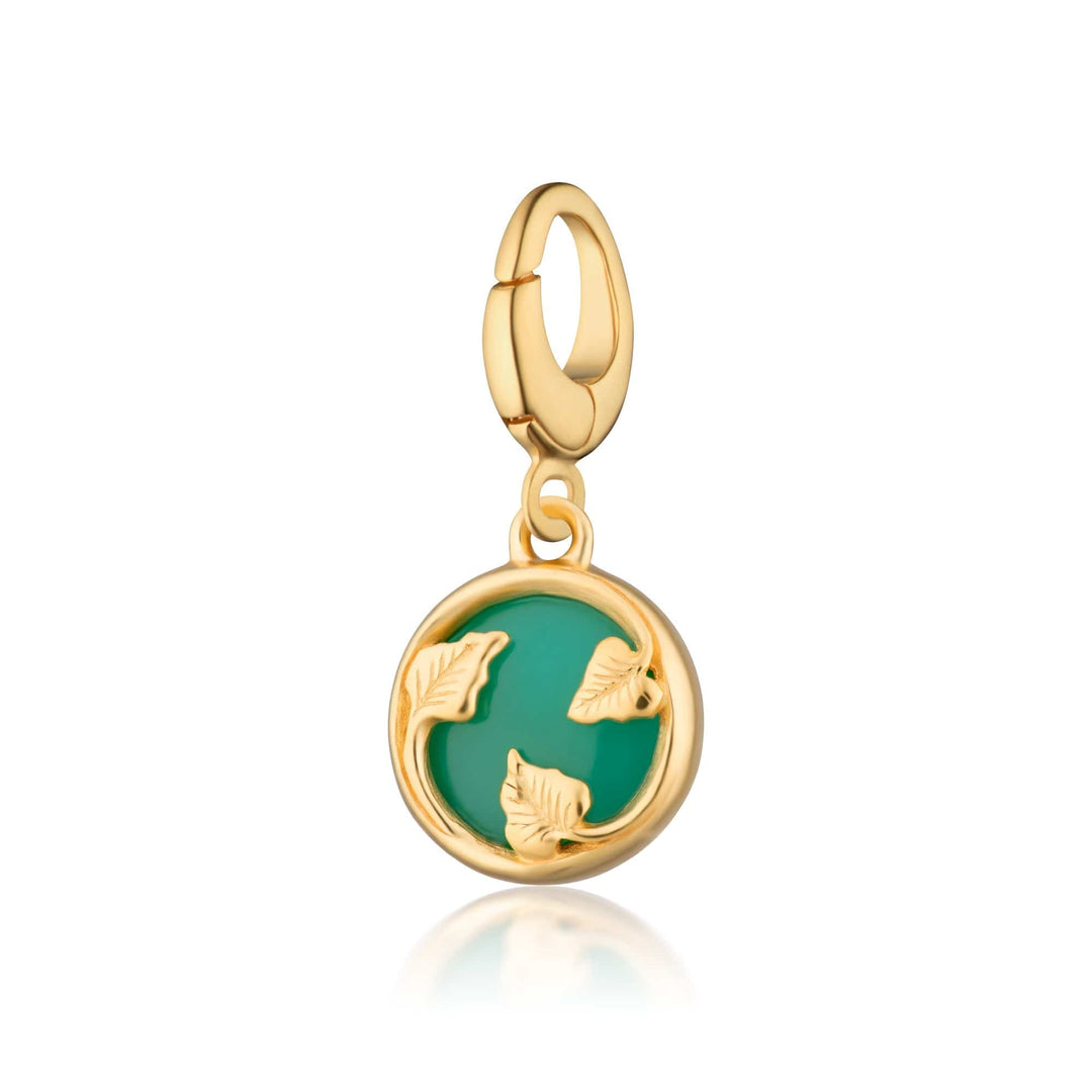 Gold Plated Green Chrysoprase Healing Happiness Stone Charm CGHSCY