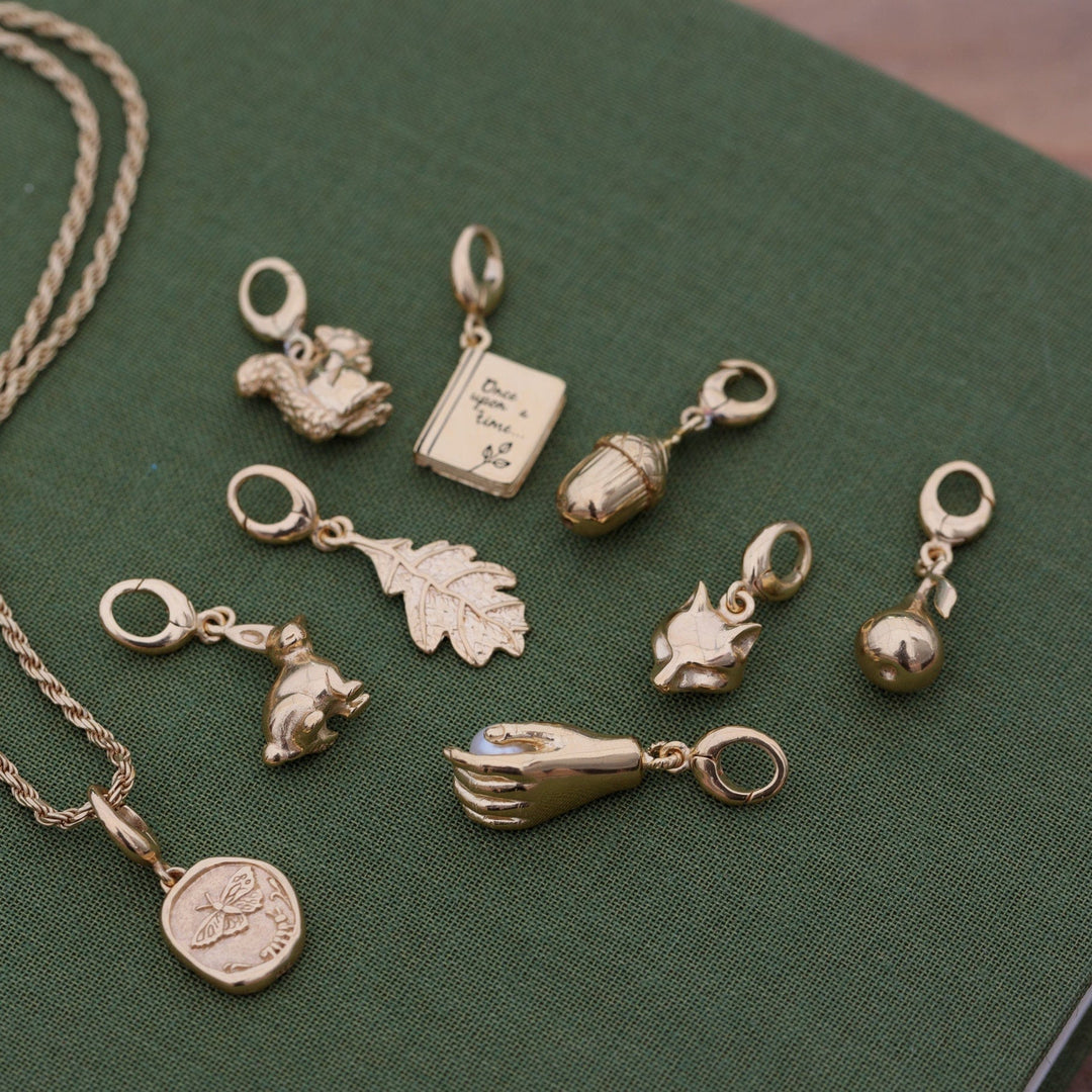 Gold Plated Hand and Pearl Charm CGHPL