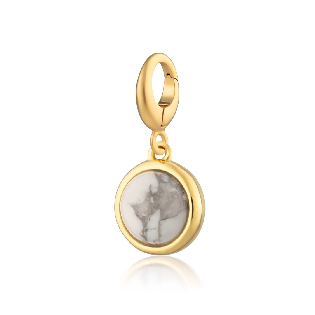 Gold Plated Howlite Healing Positive Thought Stone Charm CGHSHL