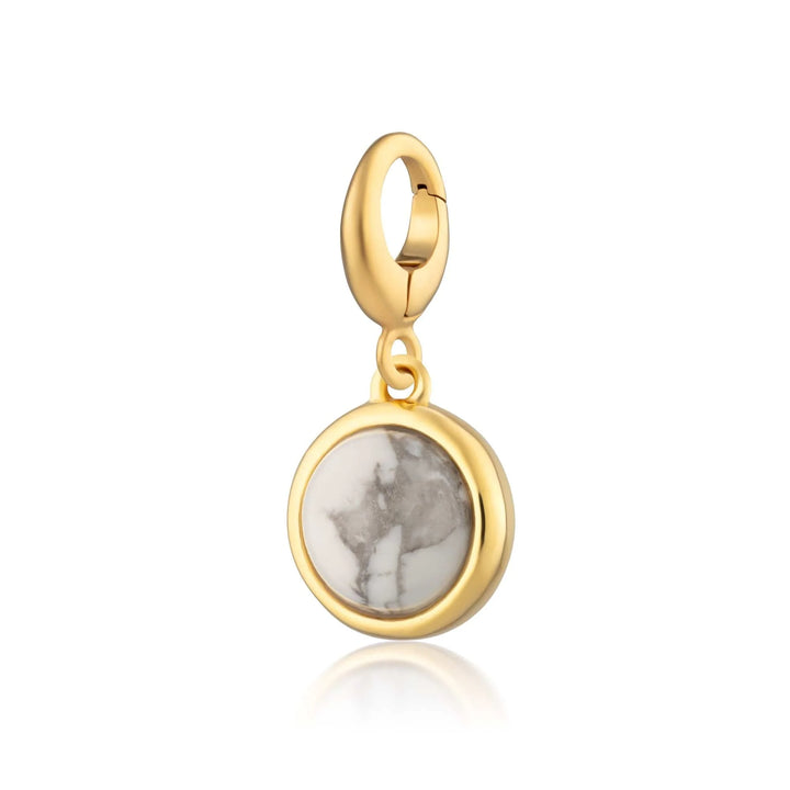 Gold Plated Howlite Healing Positive Thought Stone Charm CGHSHL