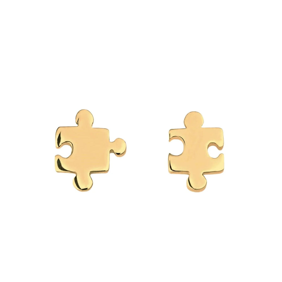 Gold Plated Jigsaw Stud Earrings SEGJZM