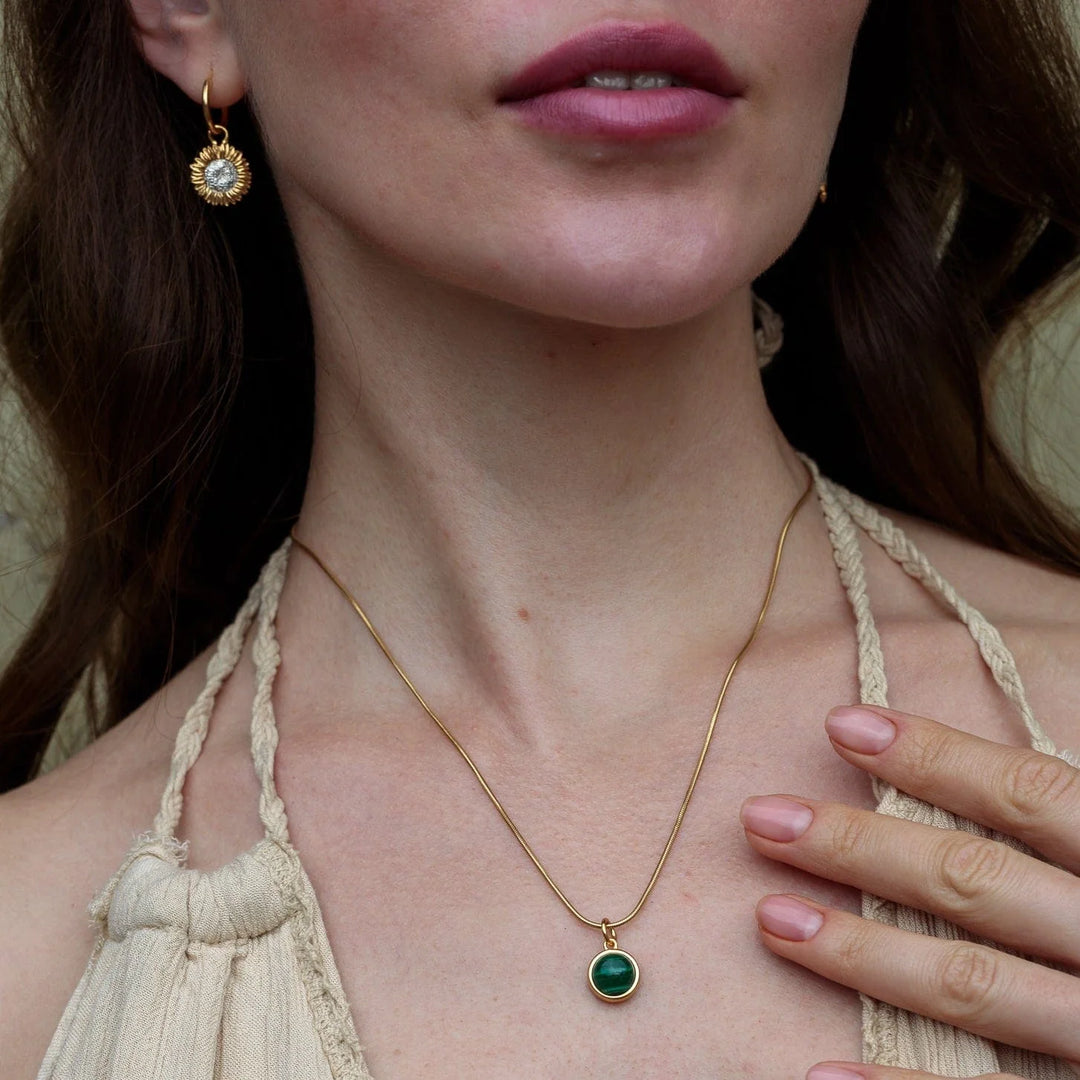 Gold Plated Malachite Healing Healing Stone Charm CGHSMA