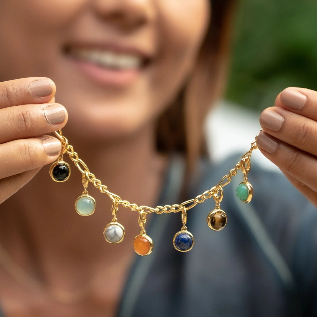 Gold Plated Malachite Healing Healing Stone Charm CGHSMA