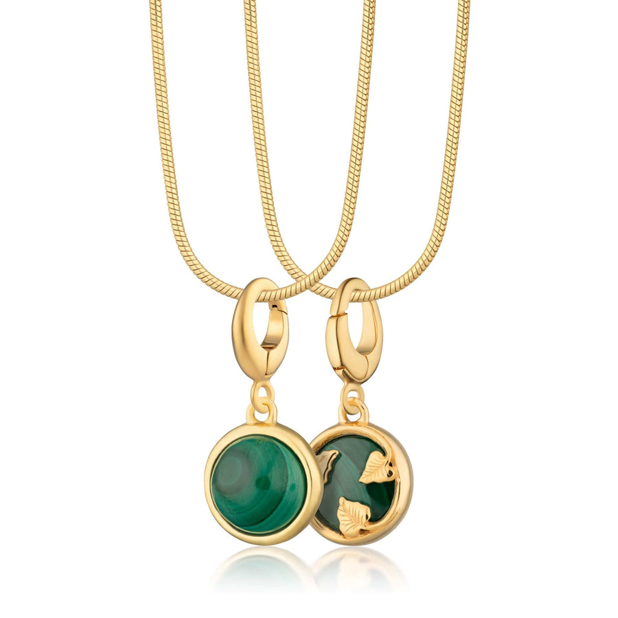 Gold Plated Malachite Healing Healing Stone Necklace CGHSMA-SNAKE-1